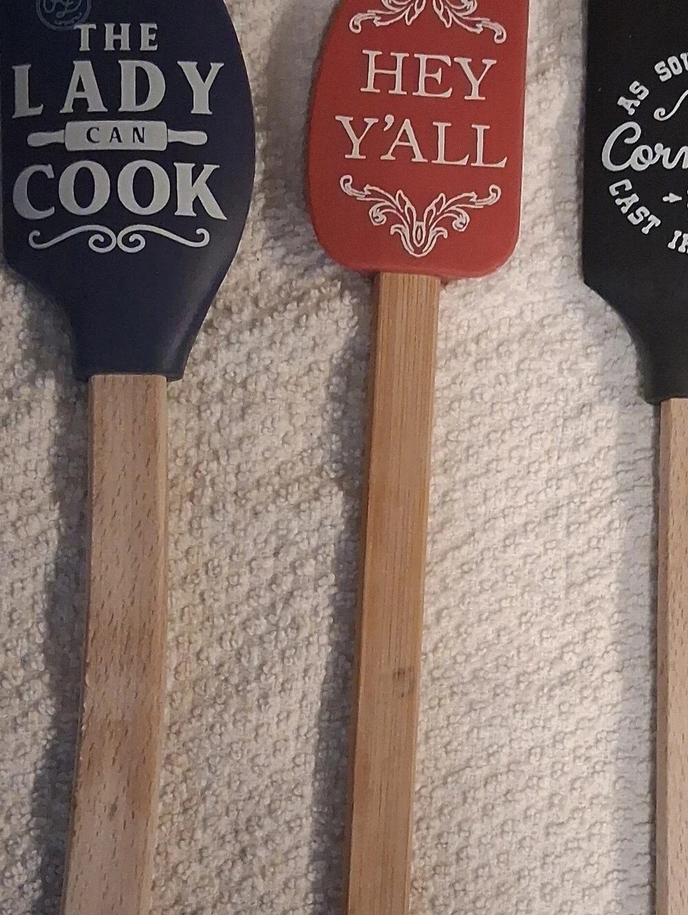 Hey Y'all Red Silicone Spatula with Bamboo Handle